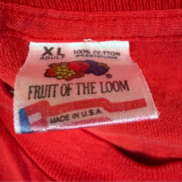Vintage Fruit Of The Loom Single Stitch Detroit Red Wings Red T-Shirt Size XL - Picture 2 of 6